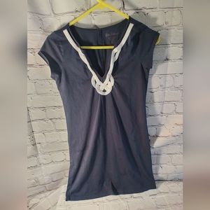 Lilly Pulitzer Navy Blue Embroidered Top Small